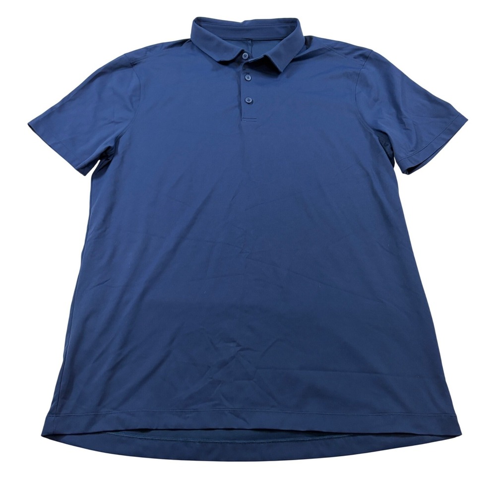 Lululemon Evolution Polo Shirt Mens Navy Blue Short Sleeve Technical Stretch XLL
